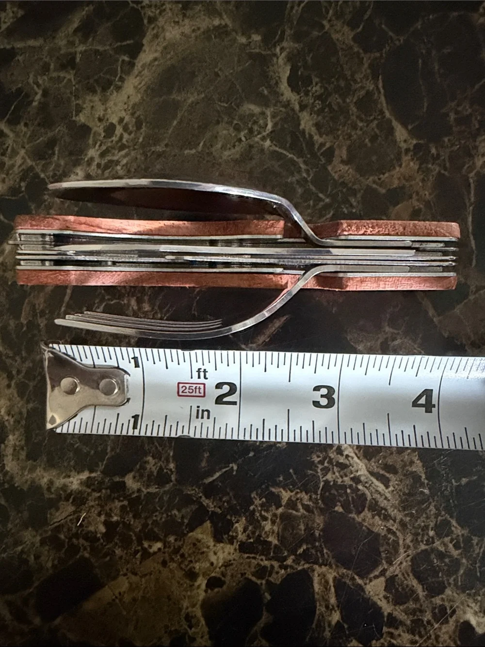 Slim Brown Leather Key & Card Holder with Metal Clip
